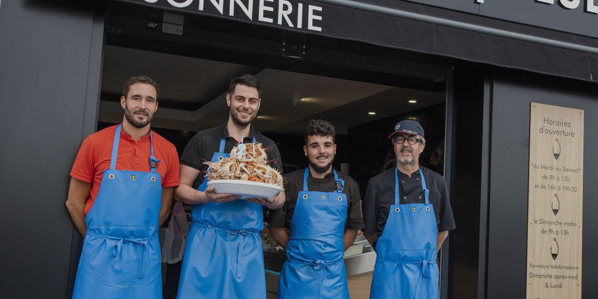 Équipe poissonnerie maison Geslain à Caen