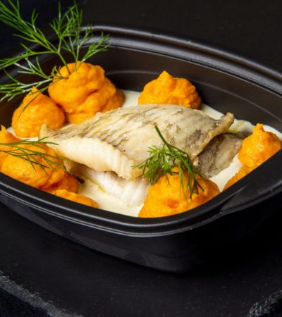 Saint-Pierre & Turbot, purée de carottes, crème de petits pois